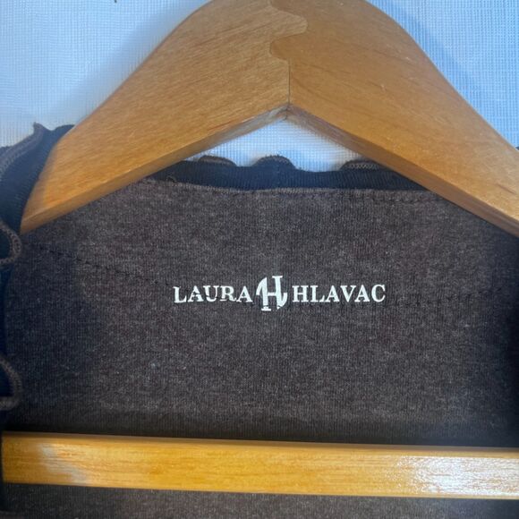 Laura Hlavac Ruffled Trim Longline Cardigan Open Front Cotton Blend Size Large - Picture 10 of 13